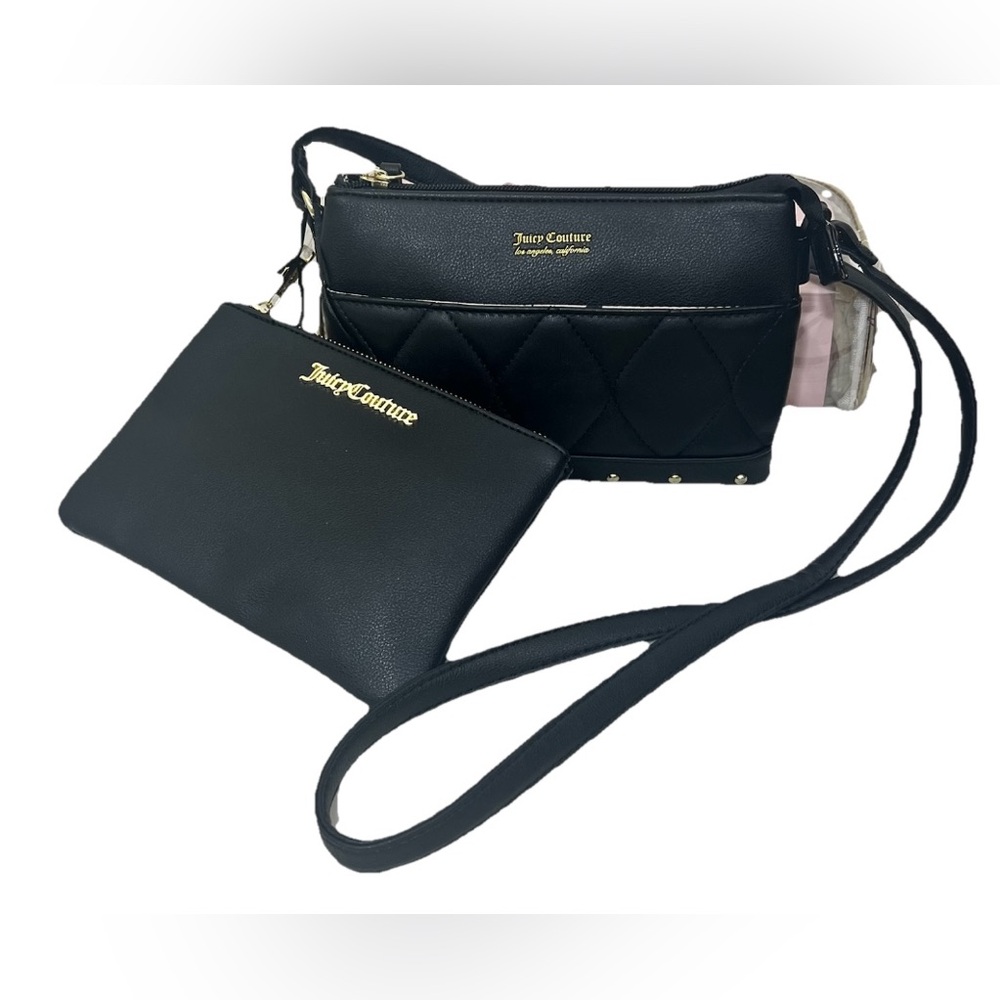 NWT Juicy Couture Black Quilted Puffer Crossbody with Pullout Piuch